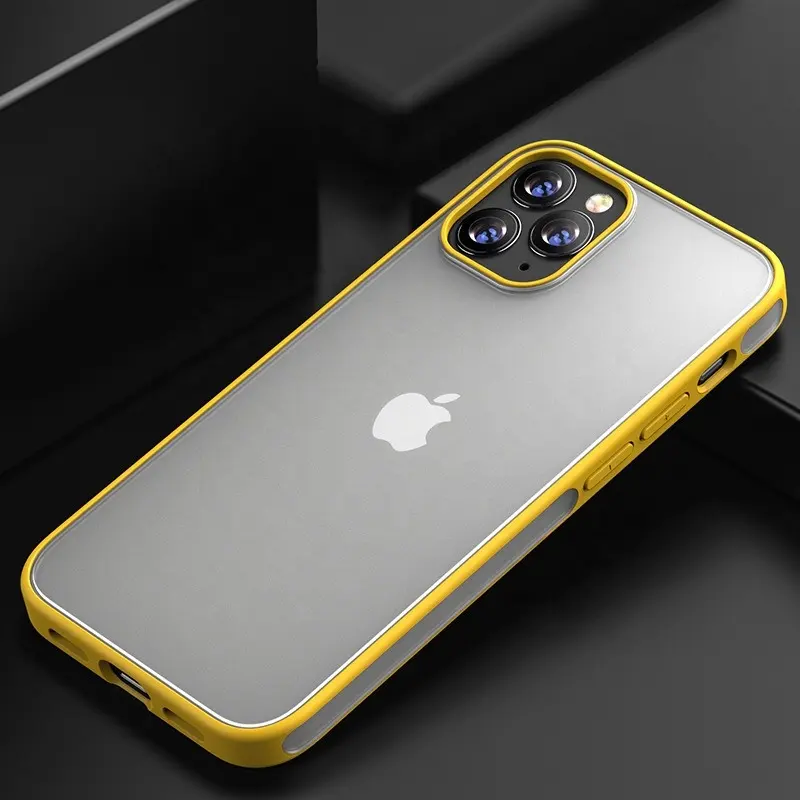 Clear Frosted PC Back and Soft TPU Bumper Protective Silicone Slim Shockproof Phone Case for iPhone 11 12