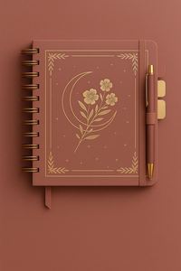 Leather Stamping Moon Flower Spiral A5 Hardcover Notebook Aesthetic Stationery Journal <b>Pen</b> Holder Tab Dividers Gift Custom - Product Image 4