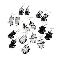 Großhandel Günstige Urlaub Mode Schöne Katze Tod Skelett Kürbis Ghost Halloween Spooky Acryl Tropfen Ohrringe für Frauen