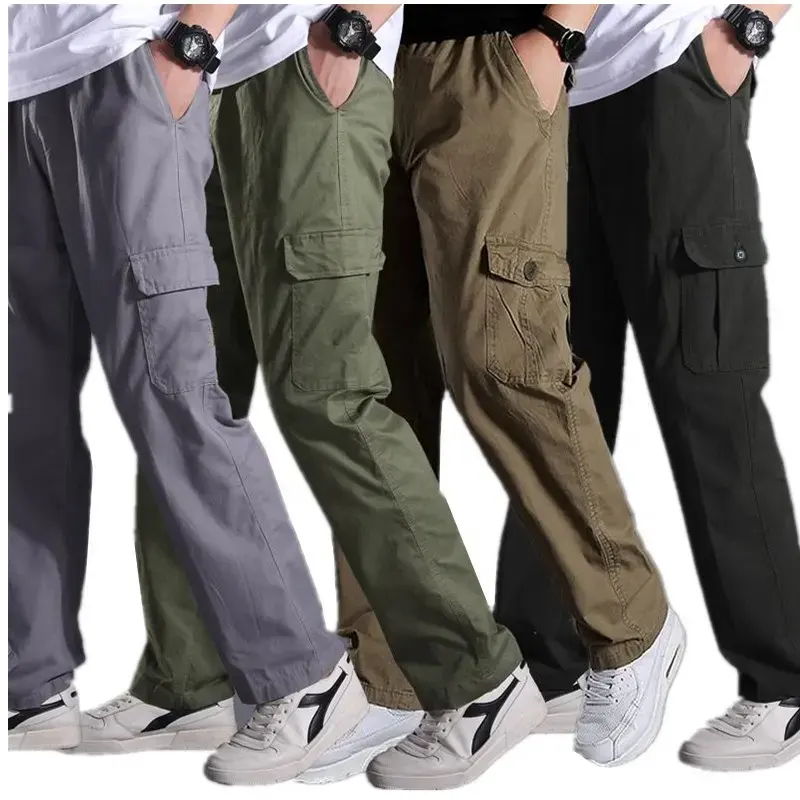 Heren Cargo Jogger Broek Cargo Multi Pockets Custom Straight Track Broek Heren Kaki Broek Cargo Broek