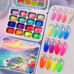 Gel de pintura 4 en 1 de 16 colores para estampado degradado, dibujo de patrones, gel UV/LED para estampado degradado. - Product Image 1