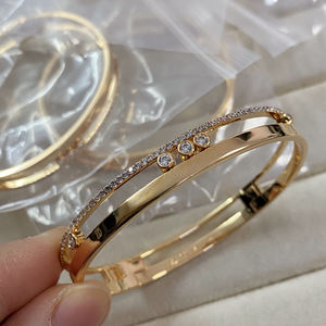 925 Sterling Silver Platinum Plated Geometric Slider <b>Bangle</b> Women's Zircon Wedding Jewelry 16-17cm <b>Charm</b> Bracelets Party Gift - Product Image 4