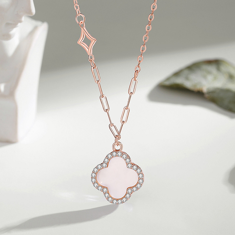 FDXZ-116 Korean Elegant 925 Sterling Silver CZ Shell Pendant