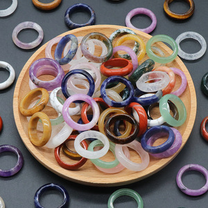 천연 자수정 로즈쿼츠 원석 반지 내경 18-20mm 여성 남성용 - Product Image 5