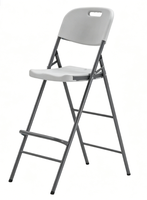 Tabouret de bar pliant robuste avec dossier et repose-pieds pour bar, pub, café, événementiel, location, chaise haute en plastique HDPE pour jardin et extérieur