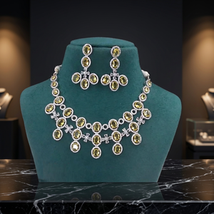 Women's <b>Silver</b> Plated Crystal <b>Necklace</b> <b>and</b> <b>Earring</b> <b>Set</b> Oval Cut Rhinestone Cross Design Wedding Jewelry Alloy Fashion <b>Set</b> - Product Image 4