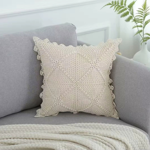 <span class=keywords><strong>Funda</strong></span> de cojín con cordón de macramé de ganchillo bohemio de 50cm, gancho de ganchillo con estampado cuadrado para sala de estar, sofá, decoración del hogar y comodidad para dormir - Product Image 6