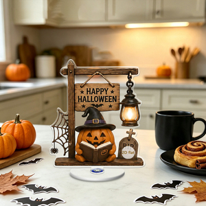 Décorations d'Halloween fantaisie : Fantôme et Citrouille Mignons, en Plastique, Support de Bureau Rotatif à 360 Degrés, Impression Découpée, Style Moderne - Product Image 4