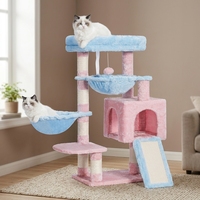 Structure d'escalade pour chat en bois intégrée avec griffoir en sisal, plateforme de saut, design minimaliste, exportation en carton