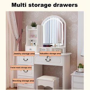 モダンなベッドルーム家具ベッドセットミラーライト付きバニティドレッサーデスクミラードレッシングテーブルデザインアパート用 - Product Image 4