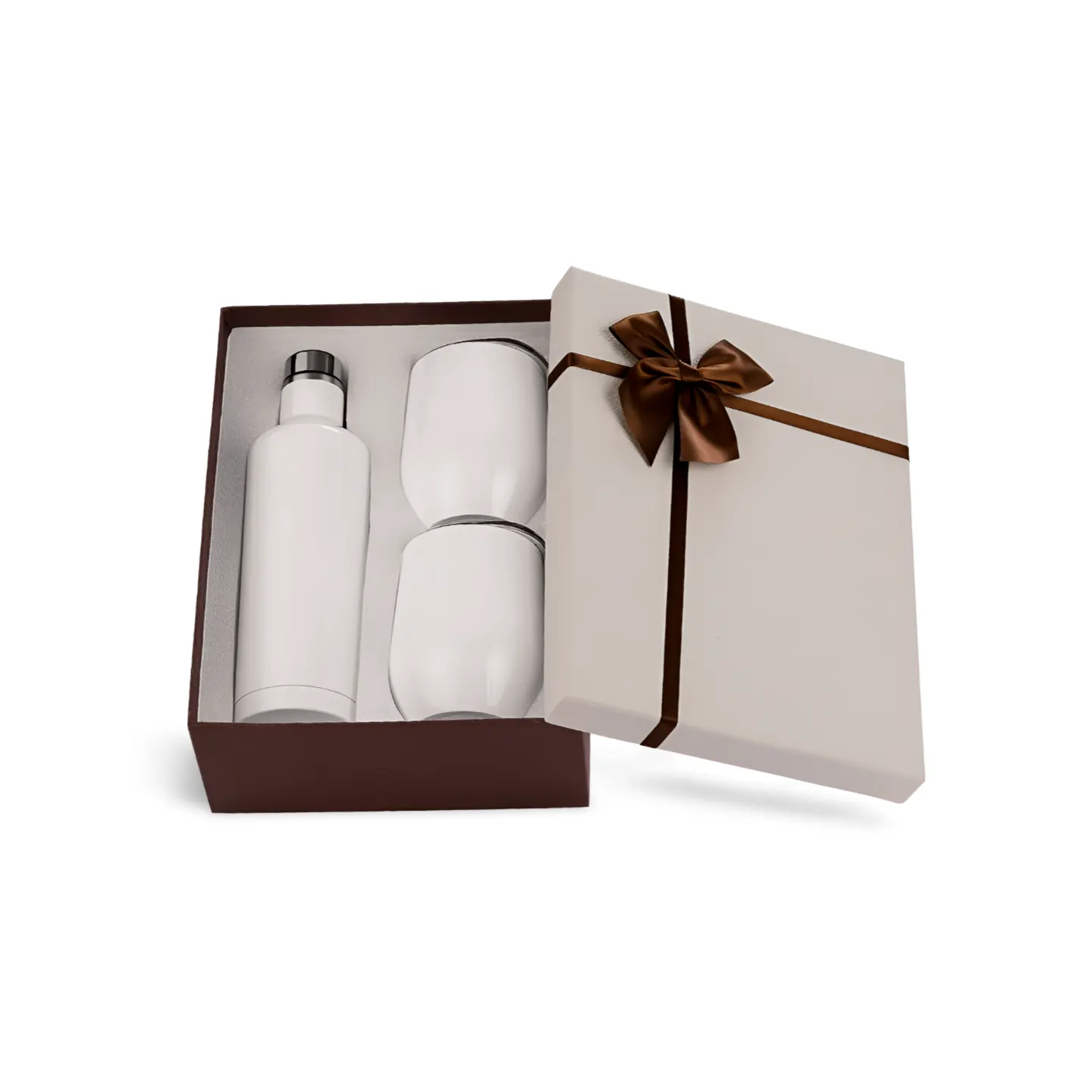 Custom Business Gift Set Logo Mugs Double Wall Insulated Vacuum Flasks   Thermoses 304 Stainless Steel Water Bottle