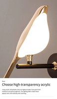 Applique Murale LED Style Nordique Moderne, Abat-jour Métallique en Forme d'Oiseau, Aluminium, CRI Élevé 95, Durée de Vie 50 000 Heures, Chambre, Salon, Luxe, AC
