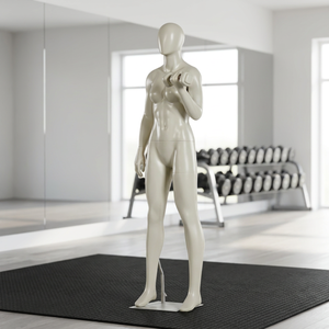 Maniquíes de cuerpo completo de fibra de vidrio con cabeza para escaparate, deportivos, atléticos, musculosos, femeninos, en pose de fitness de pie - Product Image 6