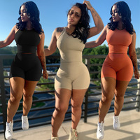 2022 été ensembles Logo personnalisé femmes mode Sexy Pit Strip 2 pièces ensembles collants Shorts tenues deux pièces ensemble