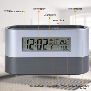 Creative Multifunctional Office Pen Holder <b>Digital</b> Display Electronic <b>Clock</b> with Temperature and Humidity for Living Room Use - Product Image 5