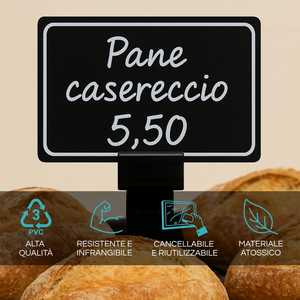Kit de 25 étiquettes de prix pour comptoir de boulangerie, avec supports et stylo marqueur, étiquettes neutres en PVC noir pour accessoires de présentation alimentaire - Product Image 5
