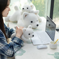 Peluche chien Westie couché, super douce, rembourrée en coton PP, anti-stress, pour adultes et enfants, cadeaux d'anniversaire
