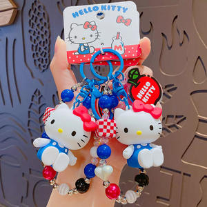Porte-clés en perles de plastique KT véritable motif dessin animé rouge, bleu, blanc, pendentif de sac pour femme, petit cadeau - Product Image 1