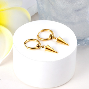 Pendientes de Aro con Forma de Estrella, de Acero Inoxidable Dorado, para Mujer, Pendientes Geométricos de Moda - Product Image 2