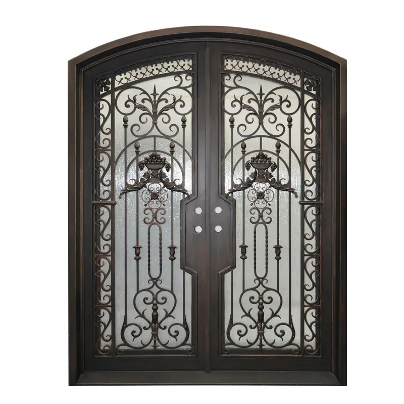 Varilla de entrada principal de pantalla moderna, diseño de puerta de hierro para casa, puerta de entrada frontal para el hogar, puertas francesas de entrada de hierro forjado