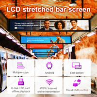 23/37 Zoll Vollfarbiger IPS LCD Werbedisplay LED-Hintergrundbeleuchtung Hohe Helligkeit Maßgefertigter Streifenbildschirm für Indoor Digitale Beschilderung