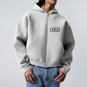 Felpa da <span class=keywords><strong>uomo</strong></span> in cotone Vintage di peso massimo personalizzato felpa con cerniera e cappuccio essenziale ritagliato felpa da <span class=keywords><strong>uomo</strong></span> - Product Image 1