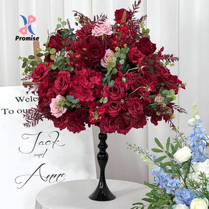 Centros de Mesa de Flores Artificiales de Seda Realistas y Asequibles de Alta Calidad en Color Borgoña, Rojo, Azul y Blanco, Bolas de Flores Decorativas para Bodas - Product Image 1