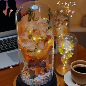 Eternal Romantic 7 Rose Preserved Real Touch LED Iluminado Regalos del Día de San Valentín Galaxy Eternal Rose Flower Glass Dome - Product Image 6