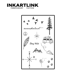 Autocollant de <span class=keywords><strong>tatouage</strong></span> INKARTLINK pour le corps, autocollant de <span class=keywords><strong>tatouage</strong></span> en papier, Wanderlust Travel, imperméable, écologique, longue durée, 15 jours, en vrac - Product Image 3