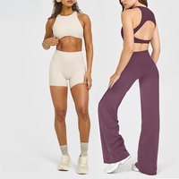 LVD268 2025 Femmes rembourrées Crop Tops taille haute Flare Leggings Yoga Sport Outdoor Workout Lounge Wear Yoga Sets