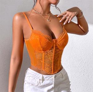 Superventas Europa y América Fishbone Halter Hot Girl Camisola de anillo de acero de encaje transpirable elástico - Product Image 4