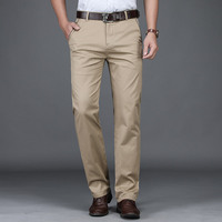 Pantalon slim pour homme en mélange de coton avec taille élastique, idéal pour les tenues décontractées professionnelles, les trajets quotidiens et les activités de plein air