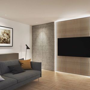 Design moderno Akupanel Studios legno/poliestere materiale fonoassorbente naturale <span class=keywords><strong>rovere</strong></span> impiallacciatura MDF/doghe solide 3D modello Design - Product Image 6