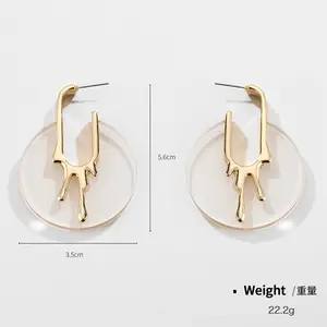 Original Design Punk Irregular Vein Molten Melt Earrings Liquid Metal Transparent Resin Hoop Earrings Jewelry For Women