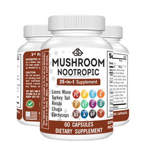 Cápsulas de Suplementos de Hongos Variados OEM: Melena de León, Reishi, Cordyceps, para la Salud Inmunológica, Cerebral, de la Memoria y del Sueño en Adultos - Product Image 1