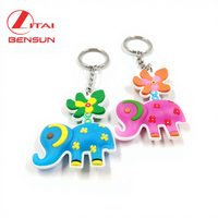 Porte-clés en PVC 3D personnalisé en forme d'éléphant, porte-clés en caoutchouc mignon en forme d'animal, porte-clés en plastique de dessin animé pour cadeaux promotionnels