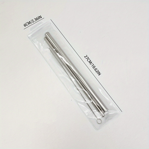 Uống ống hút đặt thân thiện với môi tái sử dụng Kim Loại Logo 304 thép không gỉ rơm với túi tùy chỉnh miễn phí mẫu thanh phụ kiện - Product Image 5