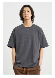 Ropa de hombre Camiseta de gran tamaño 100% algodón estampado en relieve ropa de calle Hip Hop lavado ácido en blanco logotipo personalizado camiseta Vintage para hombres - Product Image 4