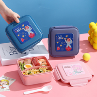 Ensemble boîte à lunch et gourde pour enfants d'âge scolaire, ensemble de déjeuner pour étudiants avec vaisselle, boîte à lunch bento pour enfants avec ensemble de gobelets