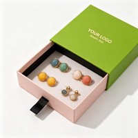 Boîte cadeau de gros pour bijoux, emballage personnalisé en velours pour bagues, boîte à bijoux avec logo, boîte à boucles d'oreilles à tiroir coulissant