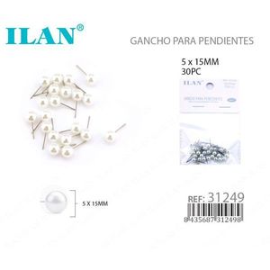 Orecchini a perla Ilan con gancio 5x15mm 30 pezzi per la creazione di gioielli - Product Image 1