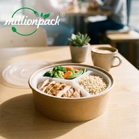 Bol à salade en papier réutilisable de qualité alimentaire, écologique, avec compartiments, personnalisé, en kraft biodégradable, pour plats à emporter