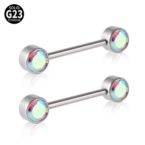 <span class=keywords><strong>Piercing</strong></span> per Capezzoli in Titanio G23, Sexy con Opale e Zirconia Cubica, 14G, Filettatura Interna, Gioielli Trendy per Donne - Product Image 6
