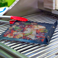 Sac en filet pour barbecue, charbon de bambou, antiadhésif, résistant à la chaleur, imperméable, réutilisable et facile à nettoyer pour pique-nique en plein air