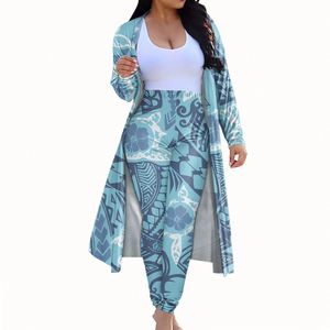 Ensemble de 2 pièces Samoa Turtle Polynesian Tattoo : Cardigan à manches longues + Leggings taille haute moulants - Product Image 3