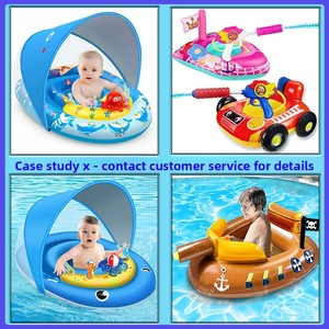 Lit flottant gonflable double pour 2 personnes en PVC bleu <span class=keywords><strong>avec</strong></span> couverture pare-soleil et siège, pour bain de soleil et glissade aquatique, pour adultes - Product Image 4