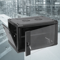 Armoires rack murales OEM/ODM d'occasion en acier noir de 600 mm de profondeur avec porte vitrée, modèles 6U standard 19 pouces, pour serveurs et plateaux de rangement réseau