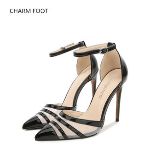 Comercio exterior <span class=keywords><strong>Amazon</strong></span> Versión coreana Dulce Boca poco profunda Hilo puntiagudo Red Hollow Cinturón de un lado <span class=keywords><strong>Sandalias</strong></span> de tacón alto Grande - Product Image 5