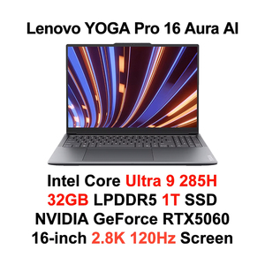 โน้ตบุ๊คธุรกิจ YOGA Pro 16 Ultra9-285H หน้าจอ OLED ขนาด 16 นิ้ว พร้อมตัวเลือกการ์ดจอ RTX5060/RTX5070 ความละเอียด 2.8K แบบไม่มีหน้าจอสัมผัส หรือ 3.2K แบบหน้าจอสัมผัส - Product Image 5