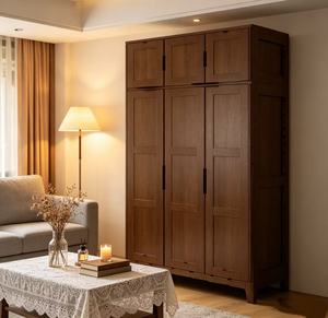 Modern Scandinavian Wooden <b>Wardrobe</b> Shaker Doors Hinged Solid Wood Freestanding <b>Large</b> Capacity Bedroom Furniture - Product Image 5
